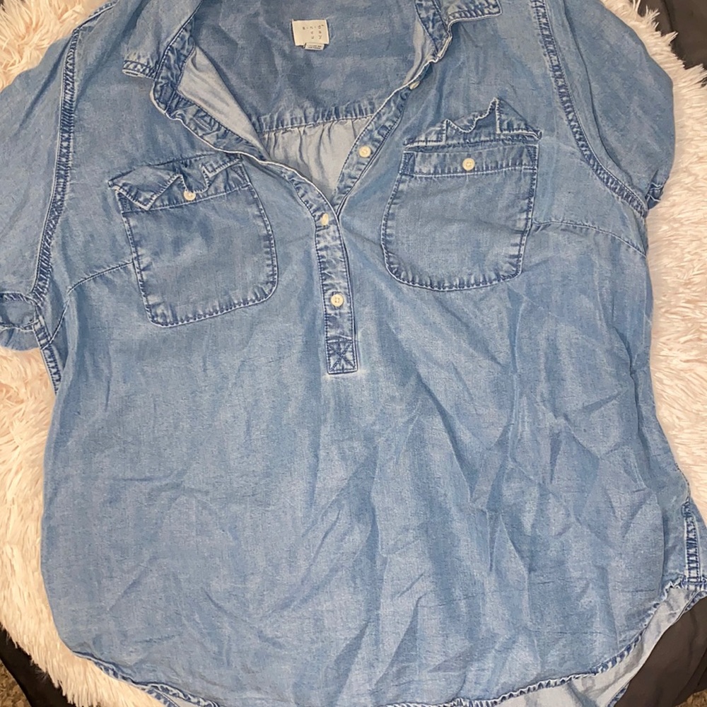 Soft “Denim” Quarter Button down